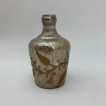 Decorative Vase - Antique Silver Glass - L13 x W13 x H23 cm