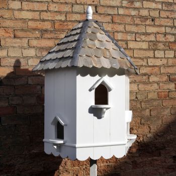 Higham Dovecote Bird House - Hexagonal two tier Nest Box Traditional English Pole Mounted Birdhouse for Doves or Pigeons