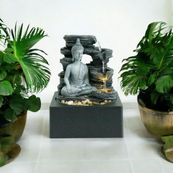 Table-Top Buddha Water Fountain - L18 x W18 x H24 cm