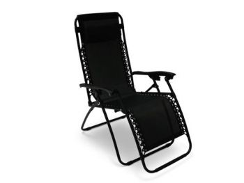 Royalcraft Zero Gravity Relaxer with Drinks and Phone Holder - Textylene/Steel - H111.5 x W65 x L70 cm - Black