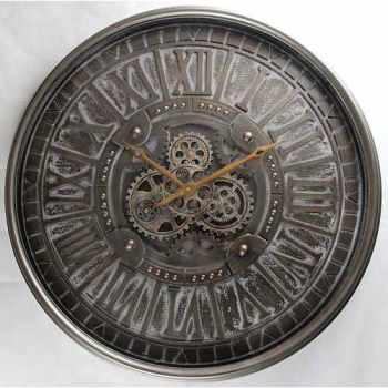 Wall Clock - L8 x W80 x H80 cm - Black/Silver