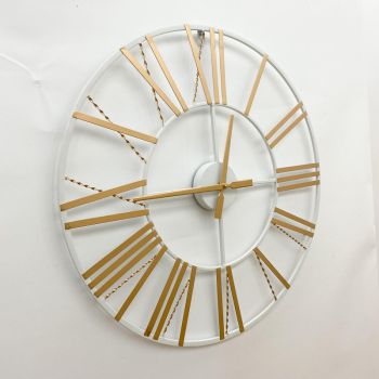 Wall Clock - L2 x W60 x H60 cm - White/Brown