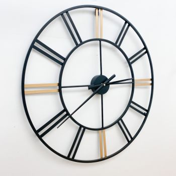 Round Wall Clock - L2 x W60 x H60 cm - Black/Brown