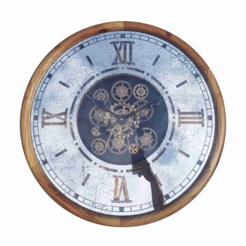 Gear Clock - L7 x W64 x H64 cm - Brown/White