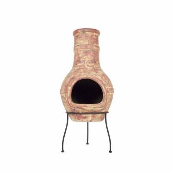 Mo Banded Copper Large Chimenea - Clay/Steel - L41 x W41 x H94 cm - Copper
