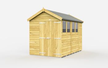 6 x 10 Feet Apex Shed - Double Door With Windows - Wood - L302 x W175 x H217 cm