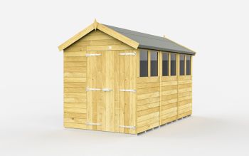 6 x 12 Feet Apex Shed - Double Door With Windows - Wood - L358 x W175 x H217 cm