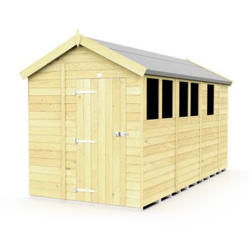 6 x 13 Feet Apex Shed - Single Door With Windows - Wood - L387 x W175 x H217 cm
