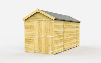 6 x 14 Feet Apex Shed - Double Door Without Windows - Wood - L417 x W175 x H217 cm