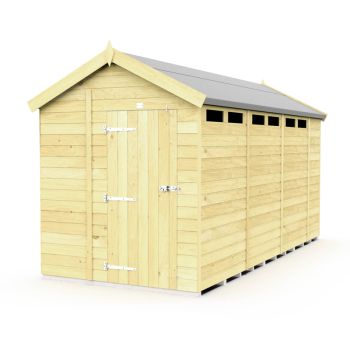 6 x 14 Feet Apex Security Shed - Single Door - Wood - L417 x W175 x H217 cm