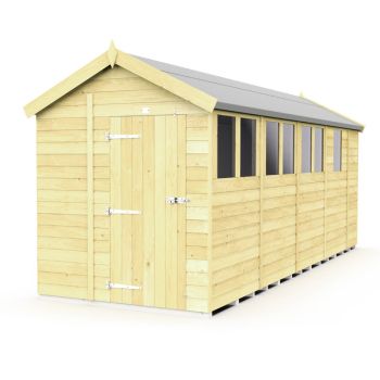 6 x 17 Feet Apex Shed - Single Door With Windows - Wood - L503 x W175 x H217 cm
