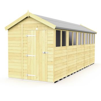 6 x 20 Feet Apex Shed - Single Door With Windows - Wood - L590 x W175 x H217 cm