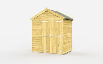 6 x 4 Feet Apex Shed - Double Door Without Windows - Wood - L127 x W175 x H217 cm