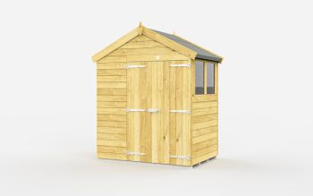 6 x 4 Feet Apex Shed - Double Door With Windows - Wood - L127 x W175 x H217 cm