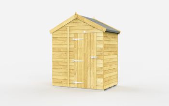 6 x 4 Feet Apex Shed - Single Door Without Windows - Wood - L127 x W175 x H217 cm