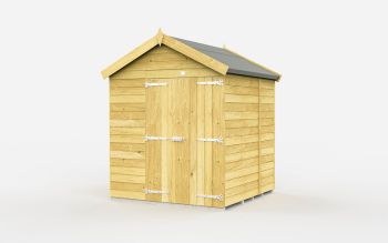 6 x 5 Feet Apex Shed - Double Door Without Windows - Wood - L158 x W175 x H217 cm