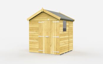 6 x 5 Feet Apex Shed - Double Door With Windows - Wood - L158 x W175 x H217 cm
