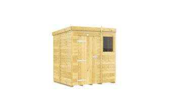 6 x 5 Feet Pent Shed - Single Door With Windows - Wood - L147 x W185 x H201 cm
