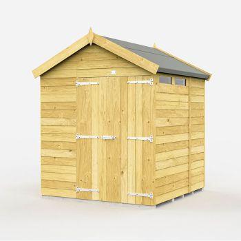 6 x 6 Feet Apex Security Shed - Double Door - Wood - L187 x W175 x H217 cm