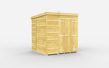 6 x 6 Feet Pent Shed - Double Door Without Windows - Wood - L178 x W185 x H201 cm