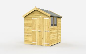 6 x 7 Feet Apex Shed - Double Door With Windows - Wood - L214 x W175 x H217 cm