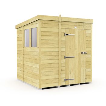 6 x 7 Feet Pent Shed - Single Door With Windows - Wood - L214 x W185 x H201 cm