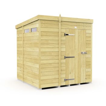 6 x 7 Feet Pent Security Shed - Single Door - Wood - L214 x W185 x H201 cm