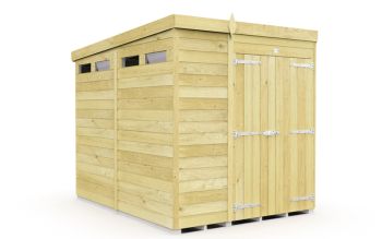 6 x 8 Feet Pent Security Shed - Double Door - Wood - L231 x W185 x H201 cm
