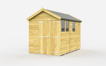 6 x 9 Feet Apex Shed - Double Door With Windows - Wood - L272 x W175 x H217 cm