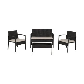 Cedar Garden Set (4 piece) - Rattan - Grey/Black
