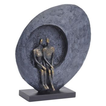 Abstract Couple Sculpture - Stone/Polyresin - L9.7 x W30 x H33.3 cm - Bronze/Grey