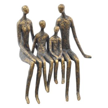 Sitting Family of Four Shelf Sculpture - Stone/Polyresin - L11 x W23.2 x H28.3 cm - Bronze