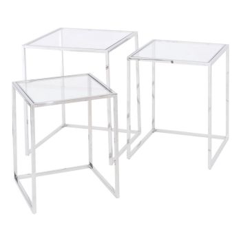 Linton Nesting Tables (Set of 3) - Stainless Steel - Silver