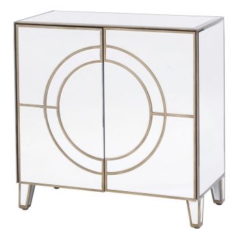 Claridge Circle Link 2 Door Cabinet - MDF - L40 x W80 x H80 cm - Clear/Champagne