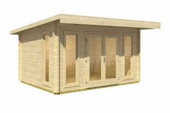 Barbados 3 70mm UK-Log Cabin, Wooden Garden Room, Timber Summerhouse, Home Office - L459 x W419 x H241.94 cm