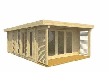 Exeter 1-Log Cabin, Wooden Garden Room, Timber Summerhouse, Home Office - L450 x W674 x H240.99 cm