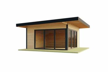 Domeo 9-Log Cabin, Wooden Garden Room, Timber Summerhouse, Home Office - L590 x W590 x H258.4 cm