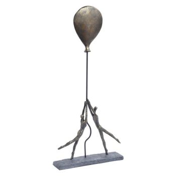 Couple With Balloon Sculpture - Stone/Polyresin/Iron - L6.5 x W26.5 x H55.7 cm - Bronze/Grey