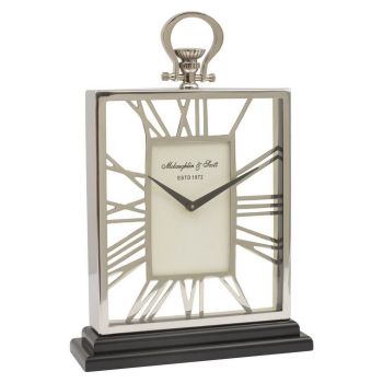 Skeletal Mantel Clock - SS/Aluminum - L10 x W30 x H43.5 cm - Silver/Black
