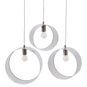 Ara Polished 3 Ring Pendant Light - Stainless Steel - L15 x W36 x H36 cm - Silver