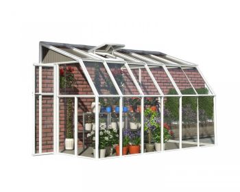 Lean To Greenhouse Sun Room Clear 6 x 8 - Polycarbonate/Acrylic - L262 x W200.5 x H247 cm
