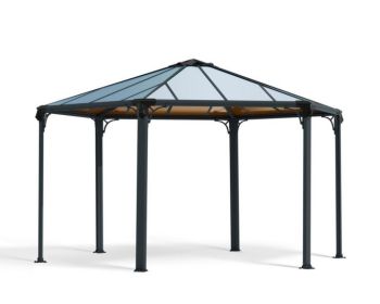 Monaco Hexagonal Garden Gazebo Polycarbonate - L450 x W390 x H289.5 cm - Grey