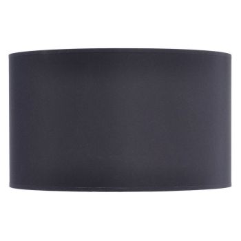 Lined Drum Lampshade - Fabric/Viscose/Polyamide Fram - L50 x W50 x H30 cm - Black/Silver