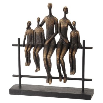 Duxford Bench Family of Five Sculpture - Stone/Polyresin/Iron - L8.2 x W27.7 x H31 cm - Bronze/Black