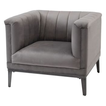 Belgravia Ribbed Occasional Chair - Plywood/Foam/Eucalyptus Wood - L82 x W89 x H73 cm - Dark Grey