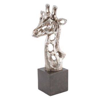 Addo Abstract Giraffe Head Sculpture - Resin - L19 x W19 x H46.5 cm - Silver/Black