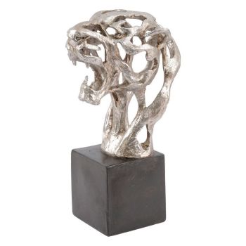 Addo Abstract Tiger Head Sculpture - Resin - L24 x W19 x H40 cm - Silver/Black
