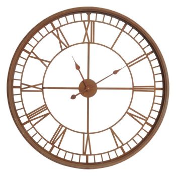Skeleton Wall Clock - Iron/Glass - L6 x W80 x H80 cm - Rust