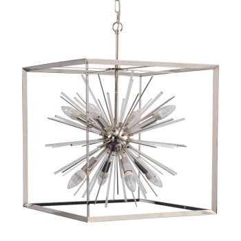 Small Starburst Chandelier - Iron/glass - L40 x W40 x H50 cm - Silver