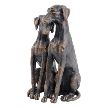 Antique Bronze Pup Sculpture - Stone/Polyresin - L14.7 x W17 x H29 cm - Bronze